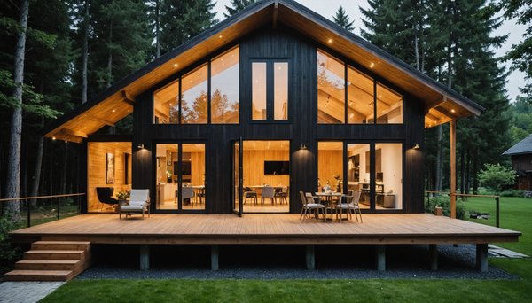 La beauté d'une maison en bois contemporaine de plain-pied